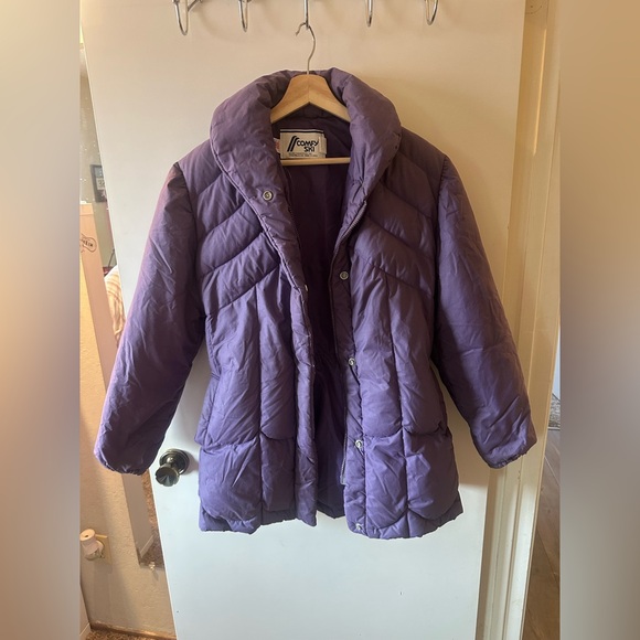 Women's Quilted Purple Puffer Coat - Picture 1 of 9